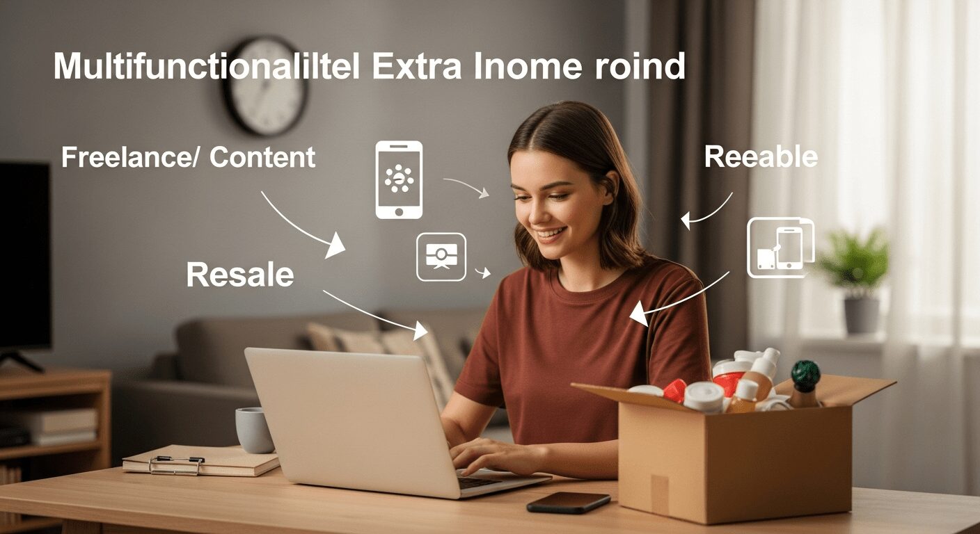 Pessoa gera renda extra em casa, usando diversas fontes para compensar inflação e proteger suas finanças