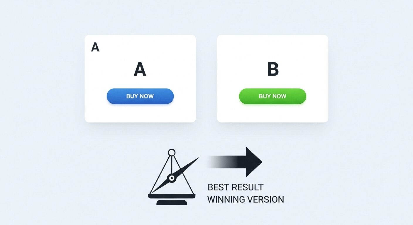 Visualização de teste A/B para e-commerce, comparando duas versões de um elemento para otimização de conversão e melhoria de resultados