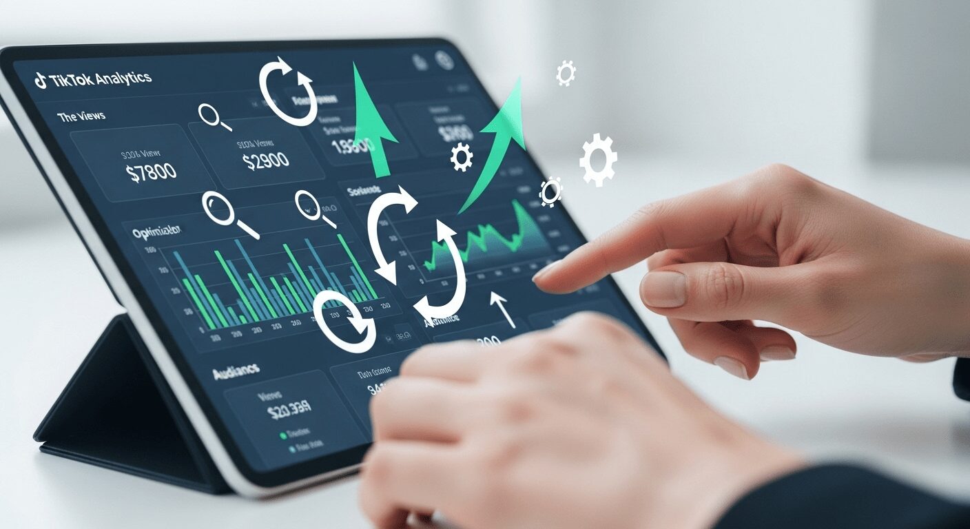 Pessoa analisando TikTok Analytics para otimizar conteúdo. Aumente seus ganhos com estratégias de dados