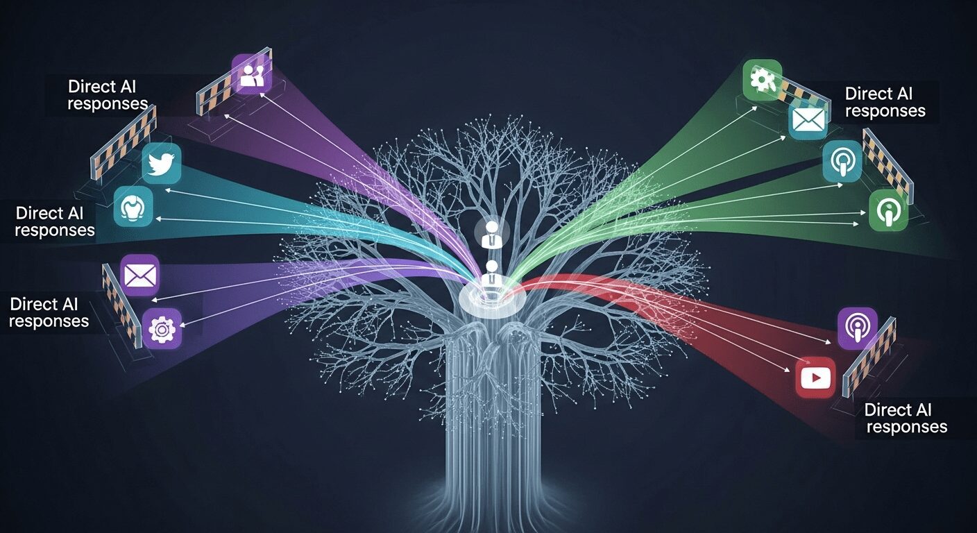Guia para adaptar marketing digital 2025 com IA: Estrutura resiliente com fluxos de tráfego diversificados, contornando barreiras. Soluções para criadores