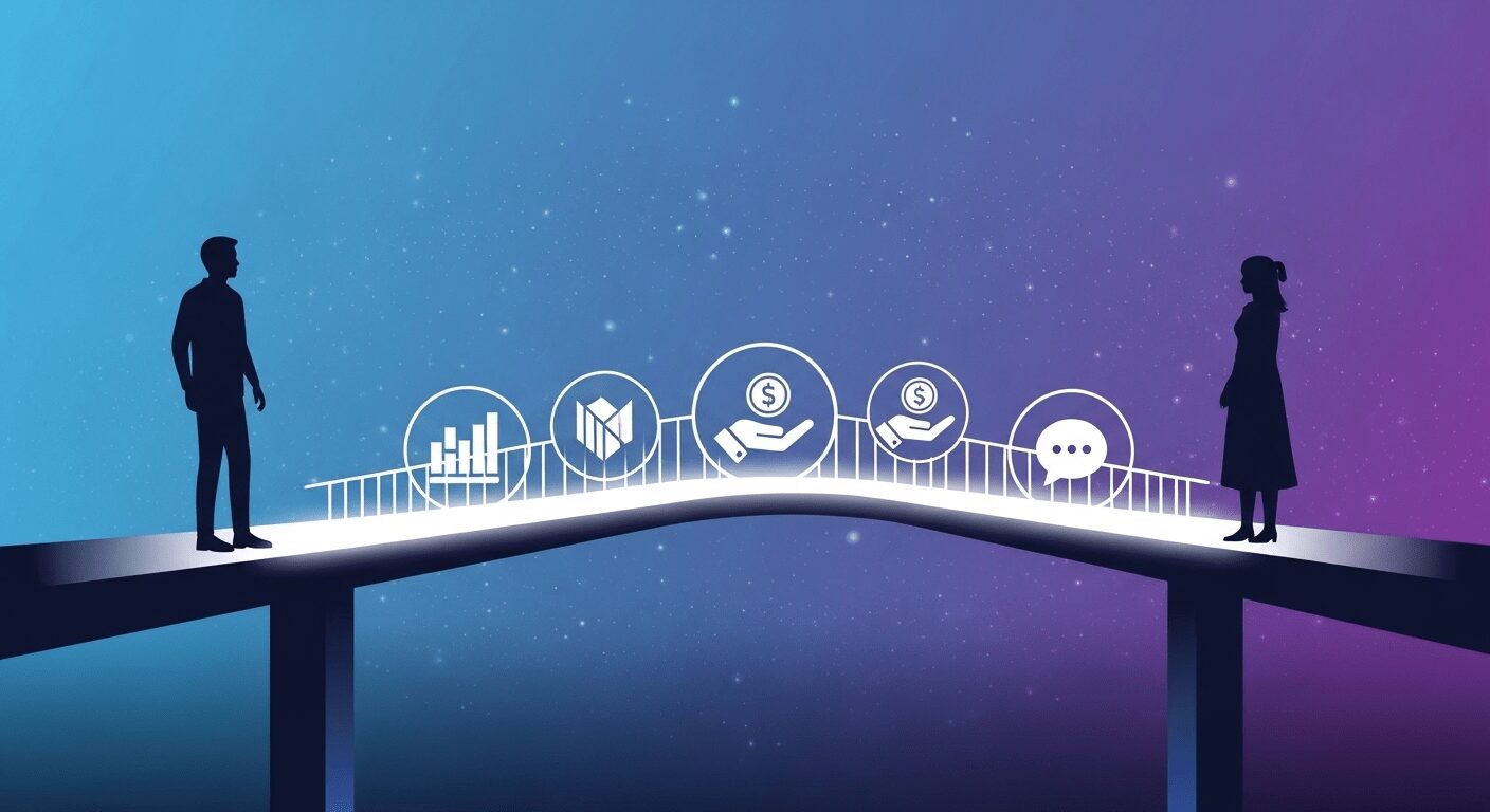 Freelancer e cliente conectados por plataformas digitais, representando a busca e as melhores oportunidades para o primeiro cliente