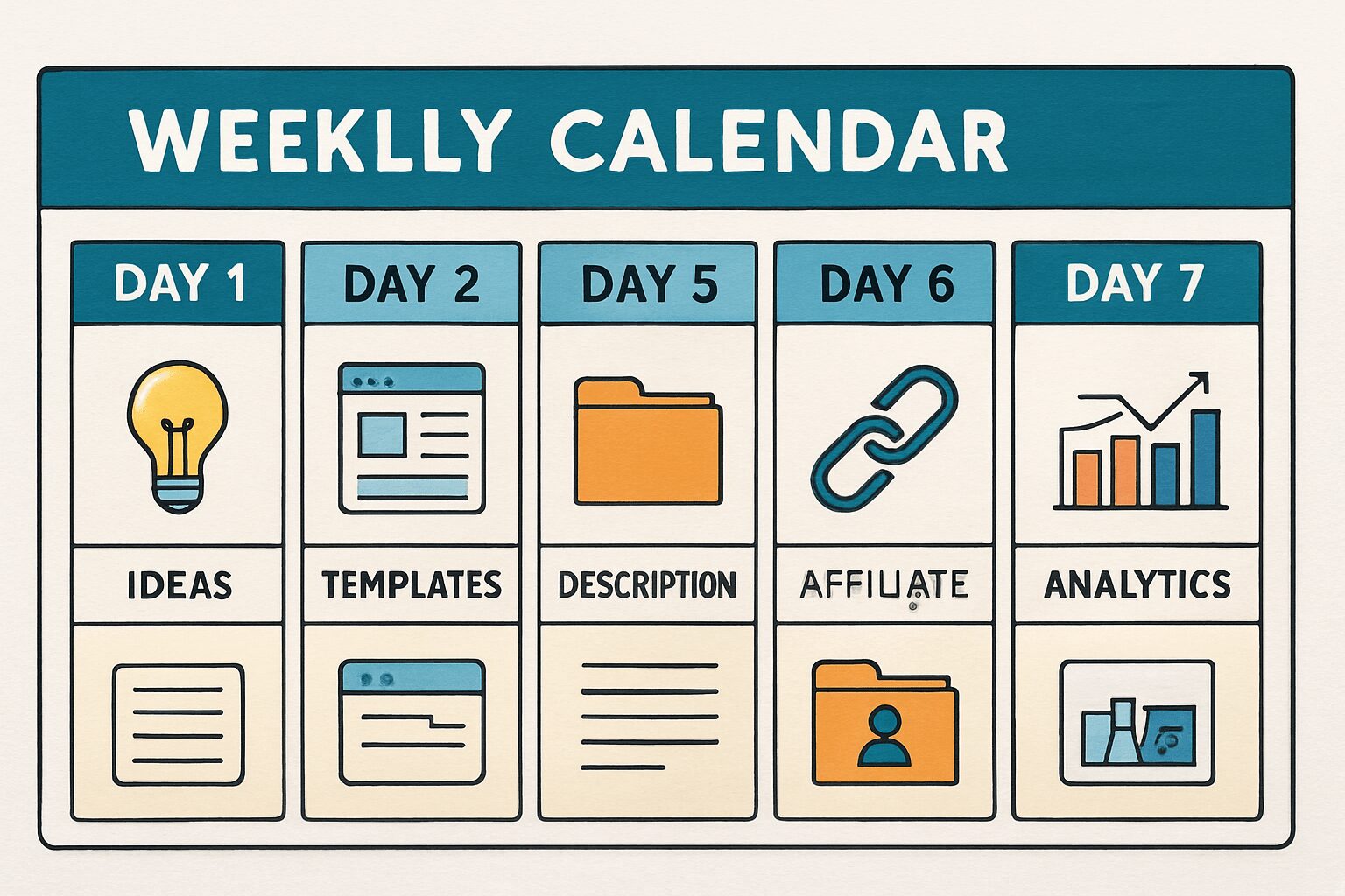 Calendário de 7 dias de publicações no Pinterest para ganhar dinheiro sem gastar