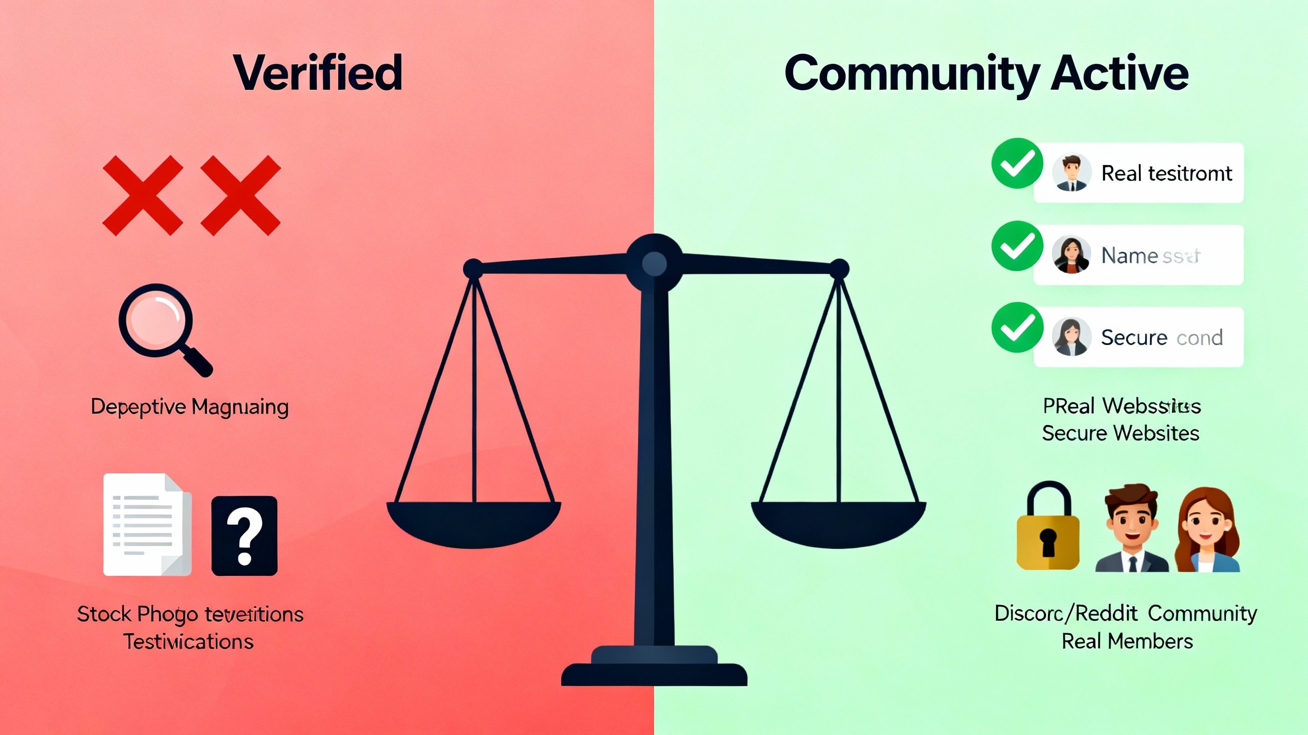 Checklist de validação de métodos de renda online: lado esquerdo mostra promessas falsas, direito apresenta estratégias comprovadas verificadas
