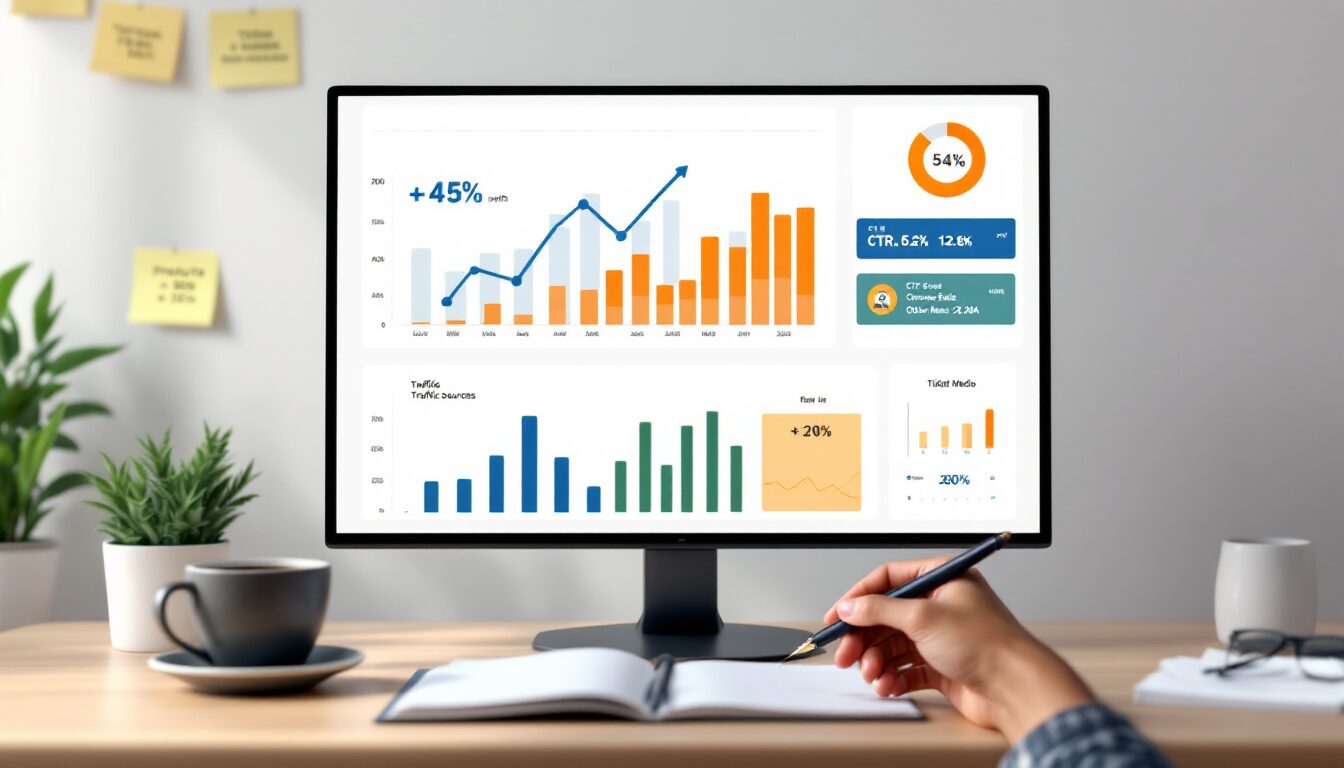 Dashboard de métricas essenciais para afiliados com KPIs, ROI e dados de conversão para decisões baseadas em análise
