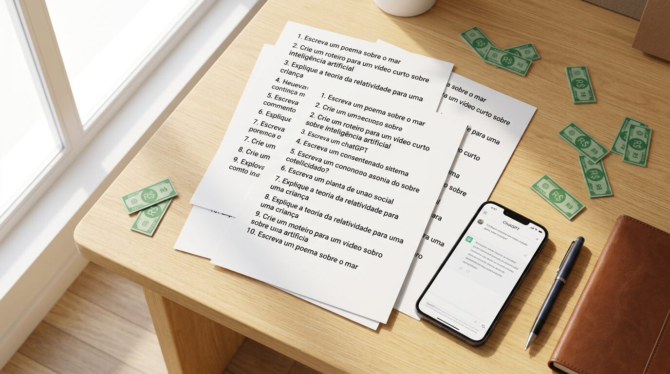 10 prompts prontos de alto valor para como ganhar dinheiro vendendo prompts de ia na internet com exemplos.
