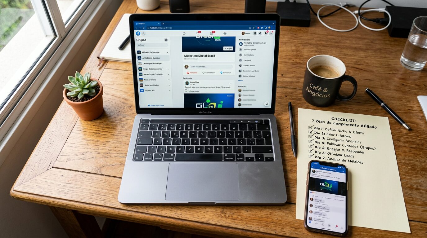 Como fazer primeira venda como afiliado no facebook groups sem gastar nada estratégia 7 dias templates.